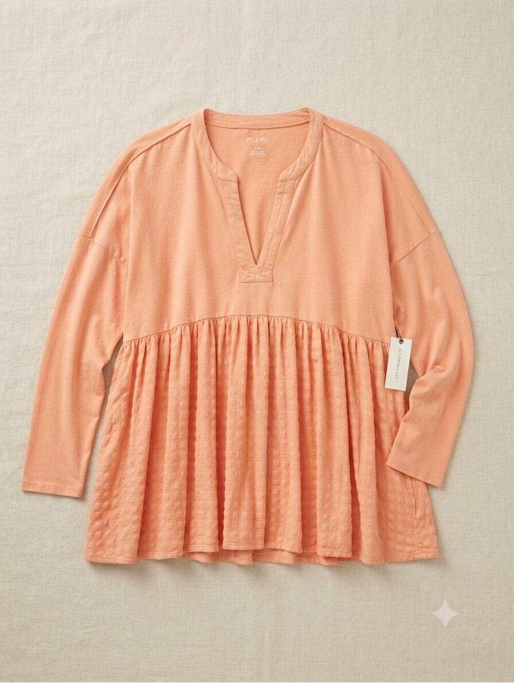 Anthropologie Pilcro Light Orange Textured Babydoll Tunic Top - Size XXS